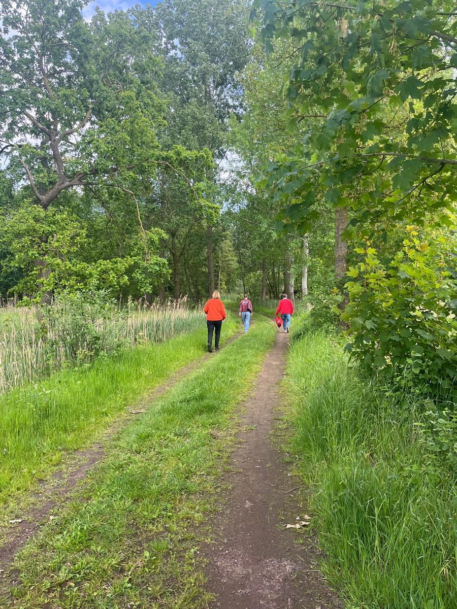 Samen wandelen op een bospad